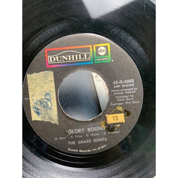 The Grass Roots "Glory Bound" & " Only One" 45 RPM Vinyl Record ABC Dunhill - Picture 3 of 3